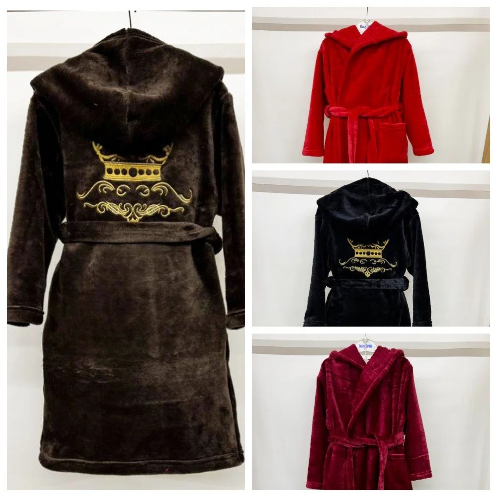 Теплий махровий халат з вишивкою від 110 до 170 см з капюшоном, фото №1 Теплий махровий халат з вишивкою від 110 до 170 см з капюшоном, фото №1
