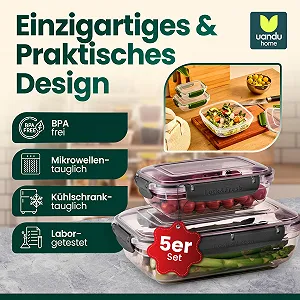 Набір контейнерів для зберігання продуктів uandu Lock & Fresh 5 шт. Без BPA Антрацит synthetic.ua - Фото 1