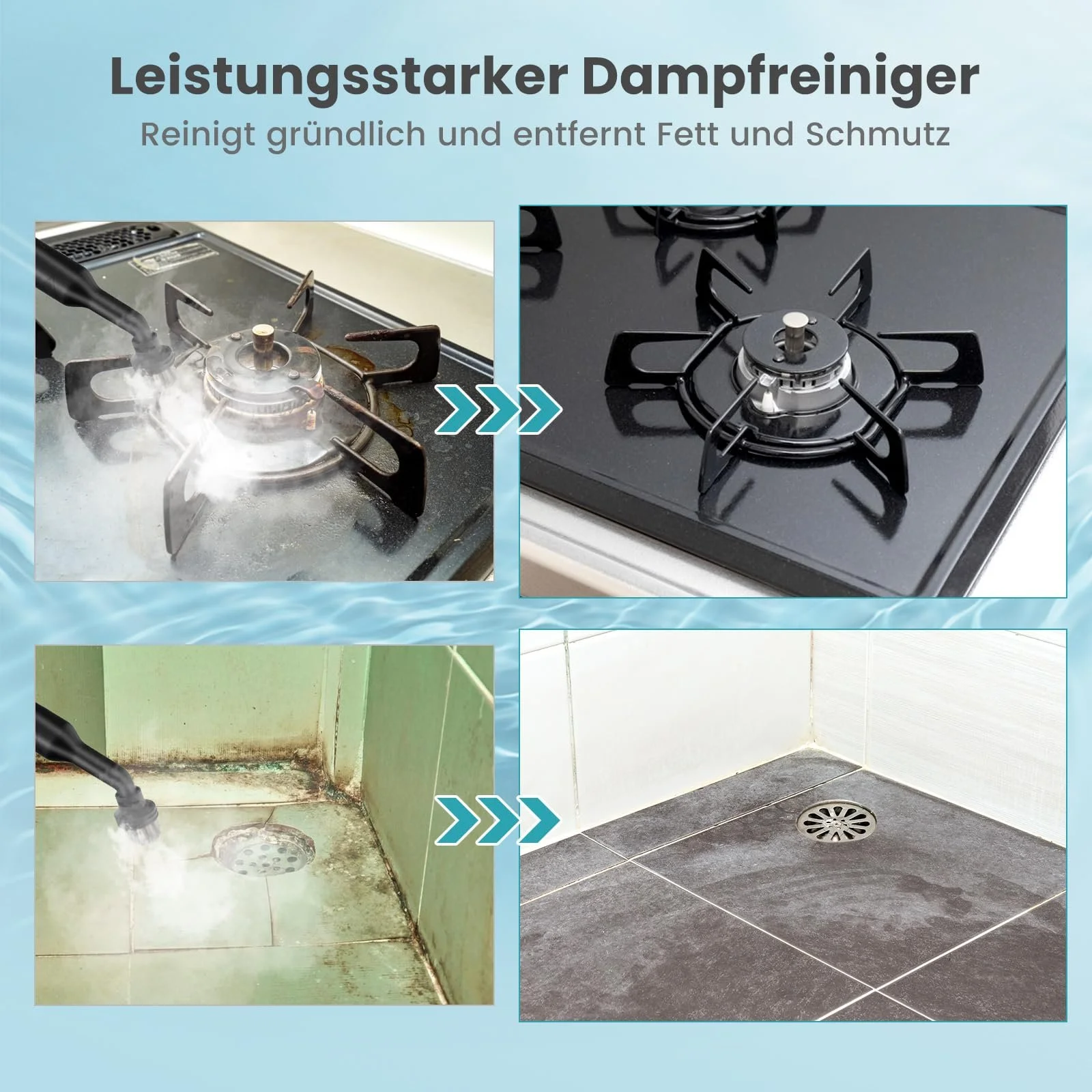 Пароочисник COSTWAY 1500 Вт 400 мл до 125°C 1 хв 2 бар ручний з 14 аксесуарами Синій, фото №9