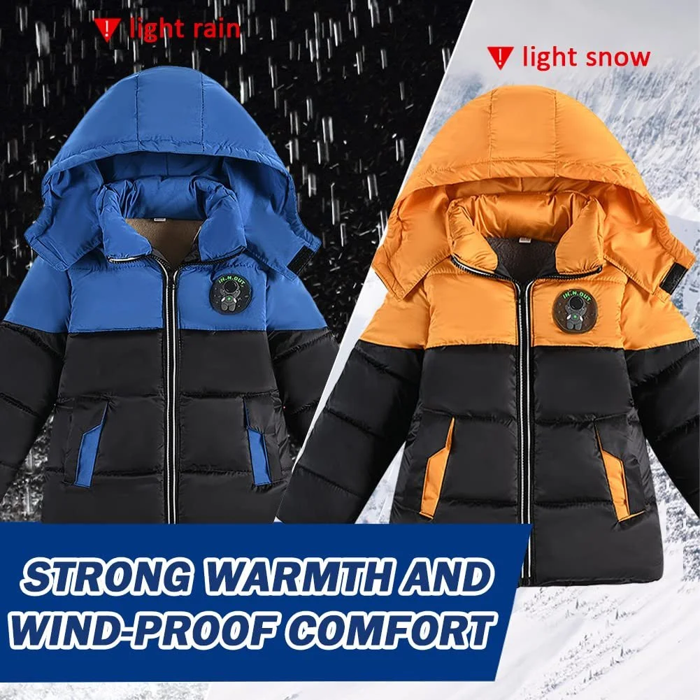 Зимова куртка з капюшоном для хлопчиків SXSHUN, тепла вітрозахисна парка з капюшоном, фото №6 Зимова куртка з капюшоном для хлопчиків SXSHUN, тепла вітрозахисна парка з капюшоном, фото №6