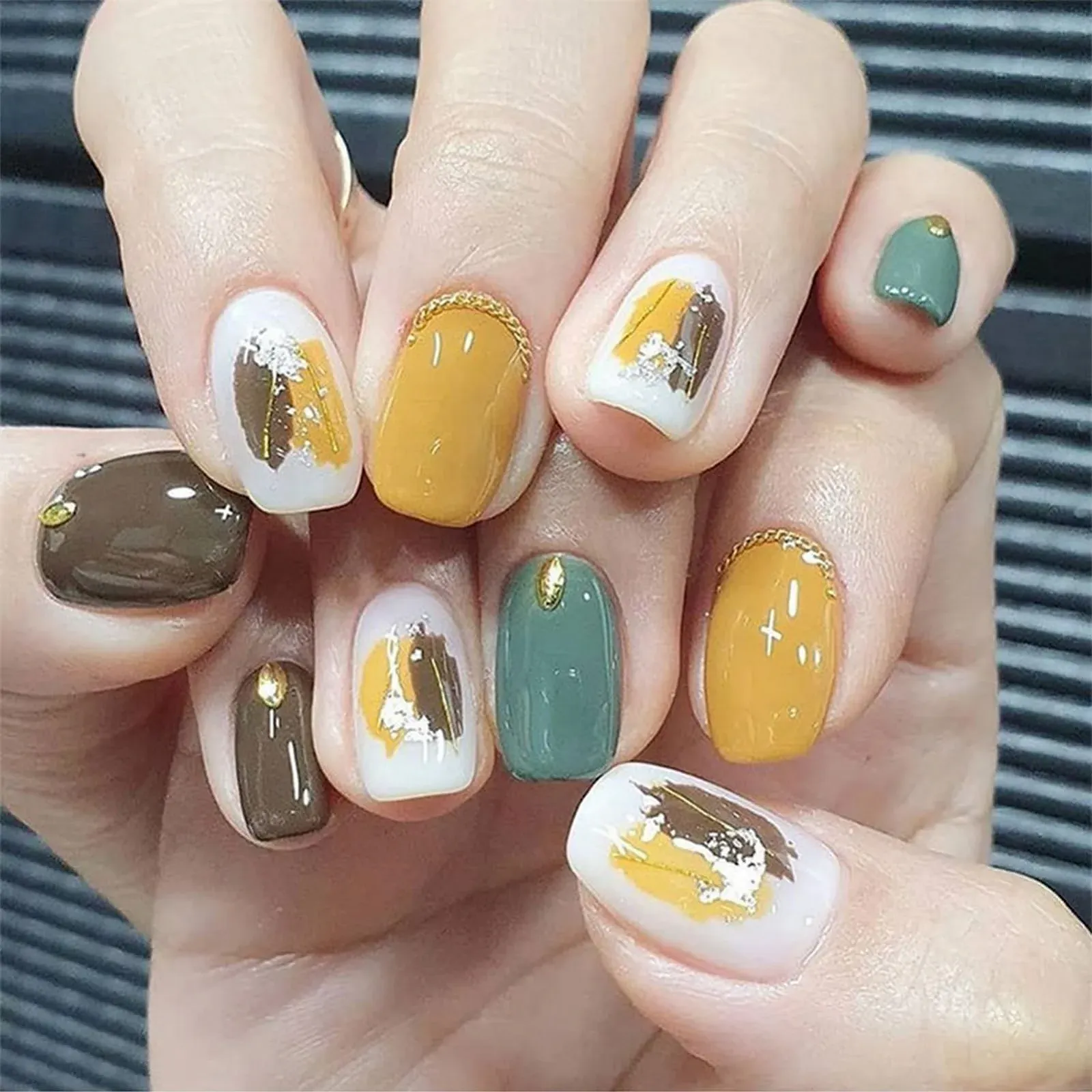 Ланцюжки для дизайну нігтів NICENEEDED 12 смужок, металеві, фото №6