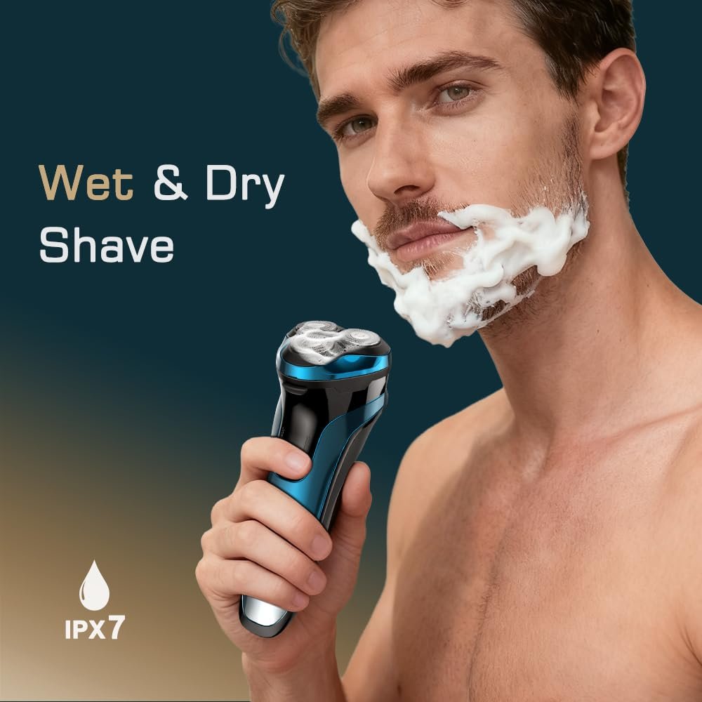 Электробритва мужская [2026 New] аккумулятор 270 минут Wet & Dry с откидным триммером и дорожным футляром, фото №7