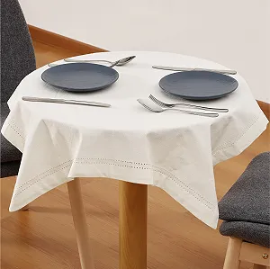 Скатертина JEMIDI 80 x 80 см White Cotton Linen Look Oeko-Tex - Фото 1