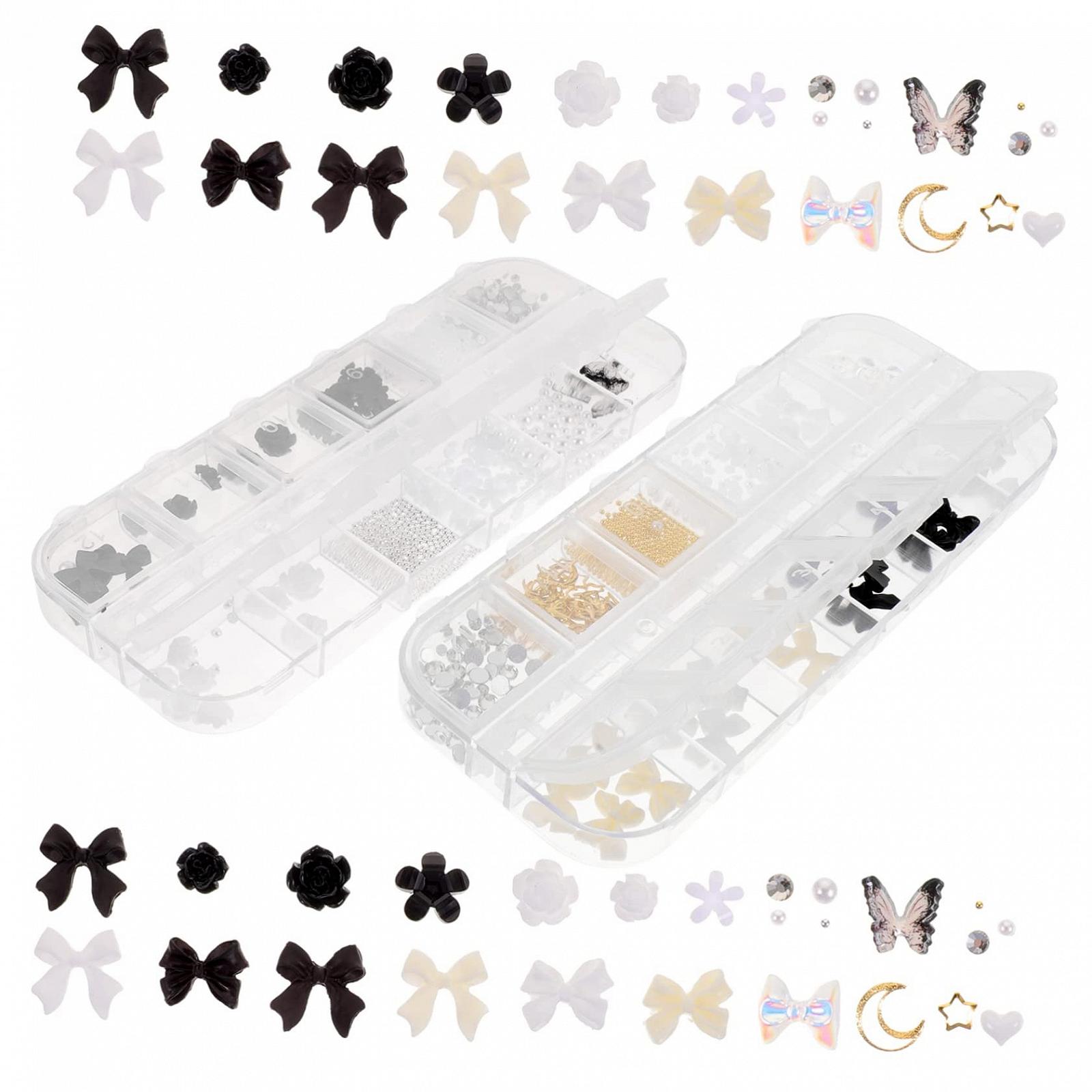 Стразы для ногтей VILLCASE Черные Бриллианты для ногтей 4 шт., подвески для нейл-арта, драгоценные камни для ногтей, подвески для ногтей своими руками, серебряные заклепки для ногтей 3d, пять лепестков, смола, фото №9