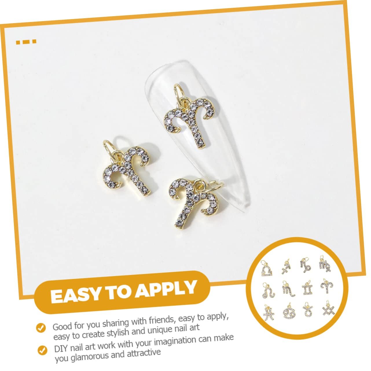 Украшение для ногтей Созвездие WOONEKY Подвеска из бисера Знаки зодиака Бриллианты для ногтей Украшения для маникюра Набор для маникюра Украшение для ногтей Орнаменты для ногтей Стразы 12 штук, фото №3