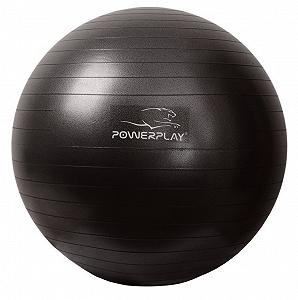 М'яч для фітнесу фітбол PowerPlay 4001 Ø65 cm Gymball Чорний помпа synthetic.ua - Фото 1