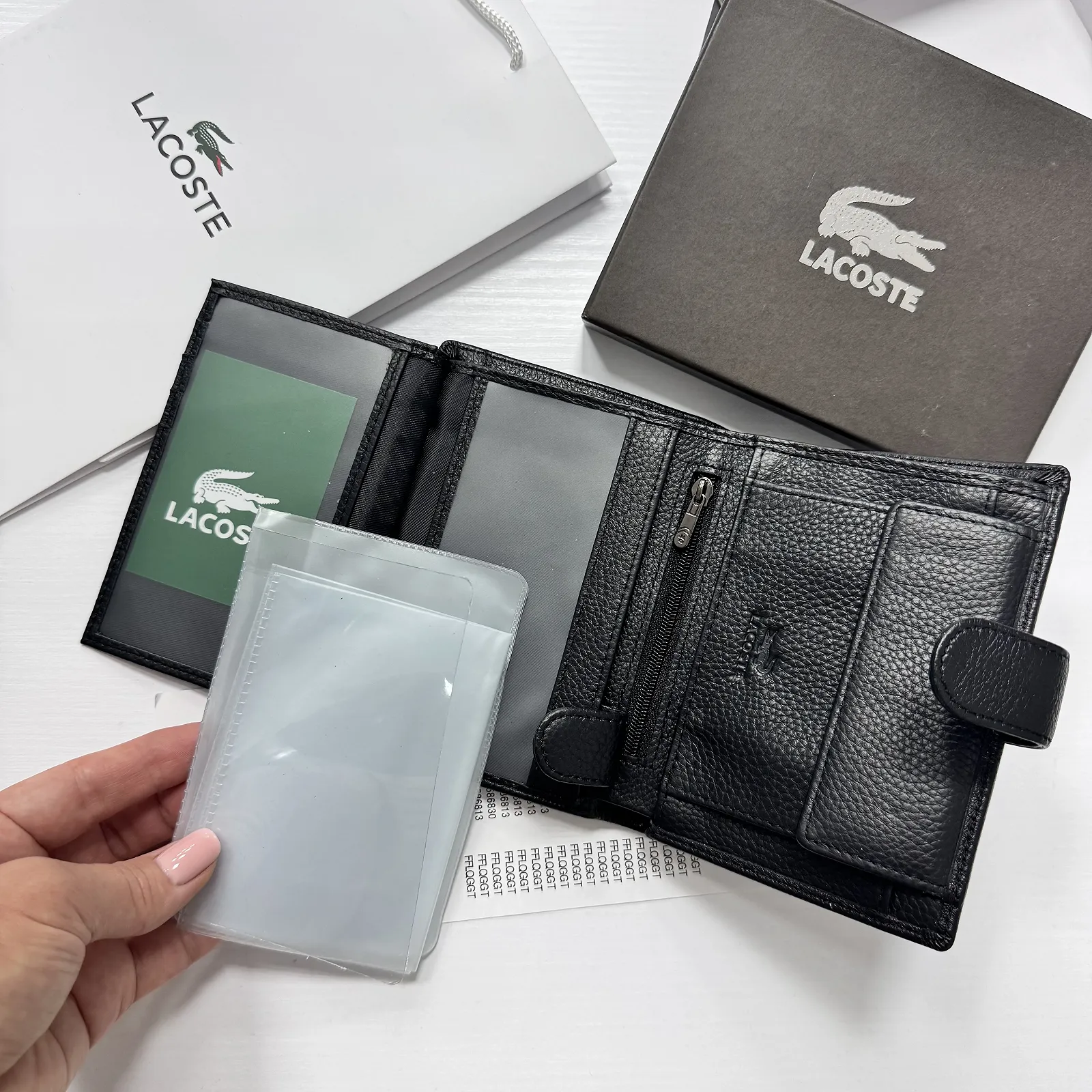 Мужское портмоне вертикальное кожаное Lacoste, фото №11
