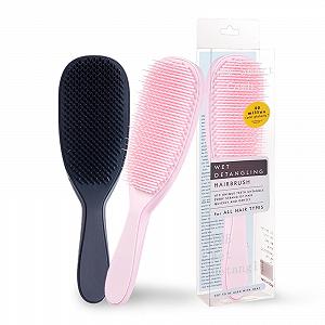 Щітка Kzouenzu Wet Detangler для тонкого і ламкого волосся, для вологого і сухого волосся, розплутує всі типи волосся, усуває вузли та зменшує ламкість [Чорний + Рожевий] - Фото 1