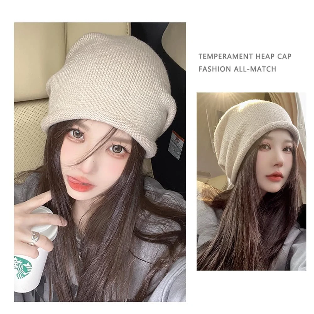 Шапка-бини Вязаная Удлиненная с закатанным краем, фото №2 Шапка-бини Вязаная Удлиненная с закатанным краем, фото №2