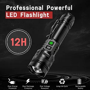 Ліхтар LED Перезаряджуваний Надзвичайно Яскравий, 30 000 Люмен З можливістю Зміни масштабу 5 Режимів Освітлення Міні для Кемпінгу USB Перезаряджуваний synthetic.ua - Фото 1