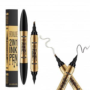 Олівець для брів 2-в-1 Double Head 4 Fork Tip Eyeliner Водостійкий Dark Brown - Фото 1