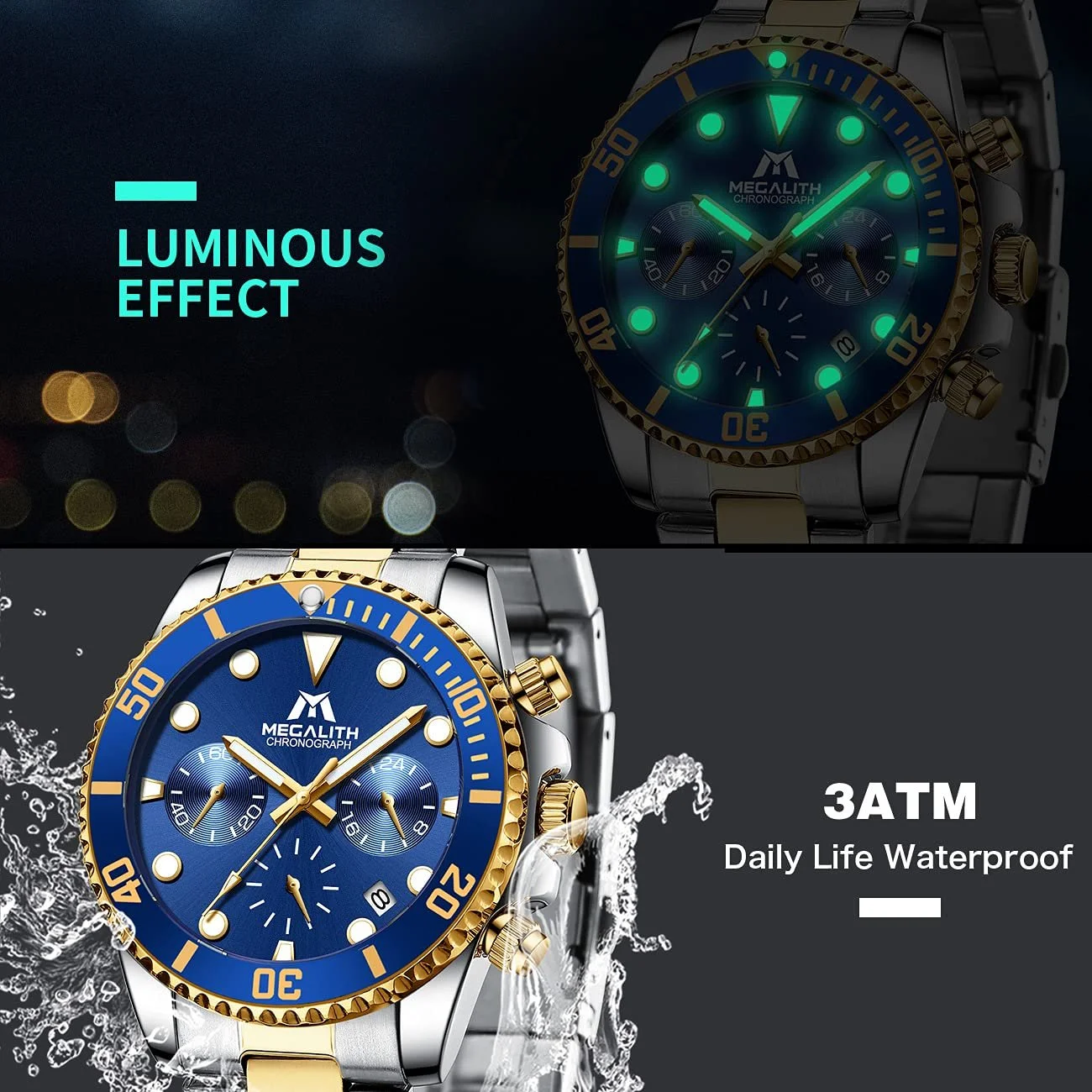 Годинник MEGALITH Чоловічий з нержавіючої сталі Хронограф Кварцовий, фото №6 Годинник MEGALITH Чоловічий з нержавіючої сталі Хронограф Кварцовий, фото №6