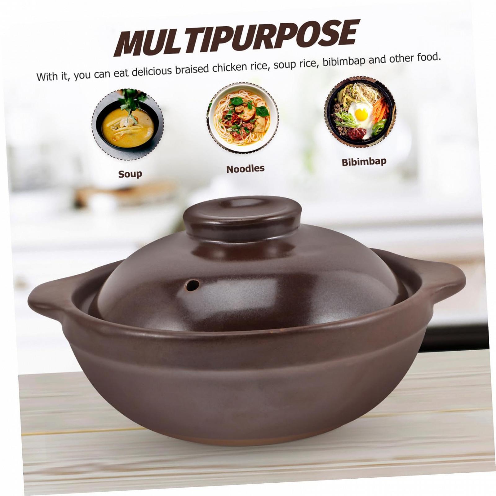 Керамічний горщик TOYANDONA з кришкою жаростійкий для газової плити коричневий, фото №5 Керамічний горщик TOYANDONA з кришкою жаростійкий для газової плити коричневий, фото №5