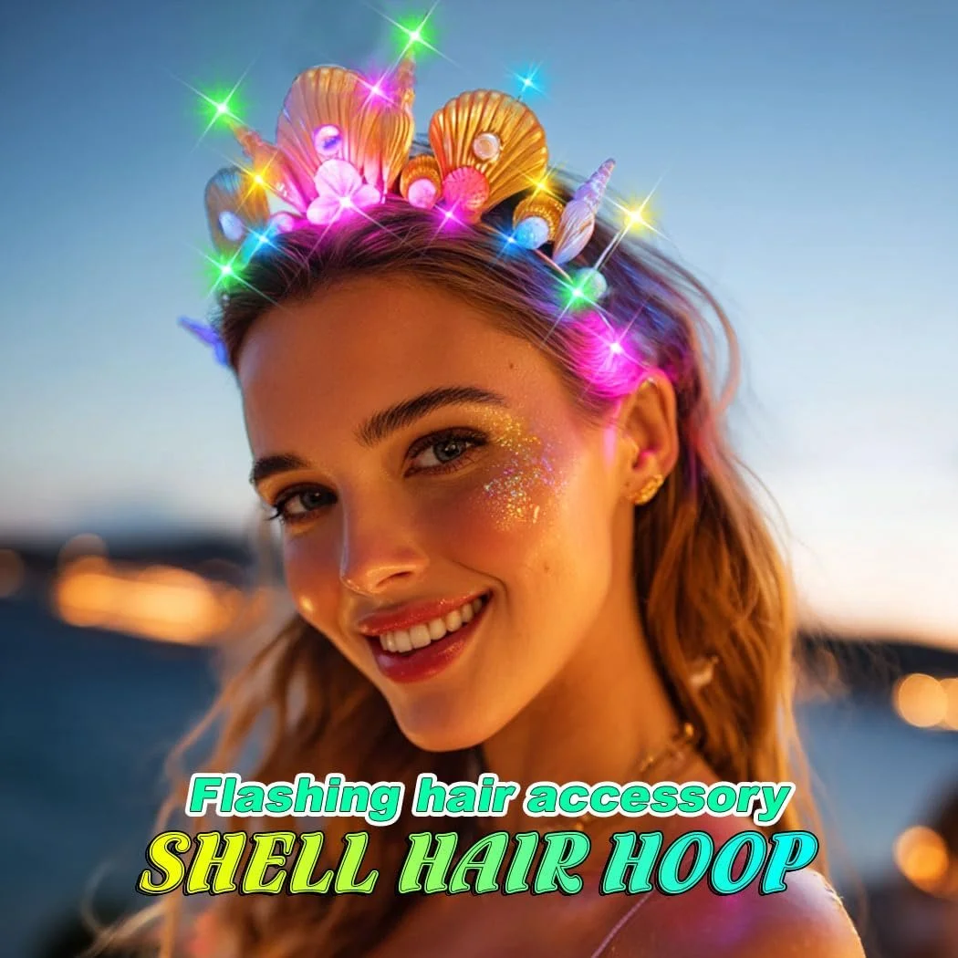 Обруч на голову с LED ракушками, фото №3