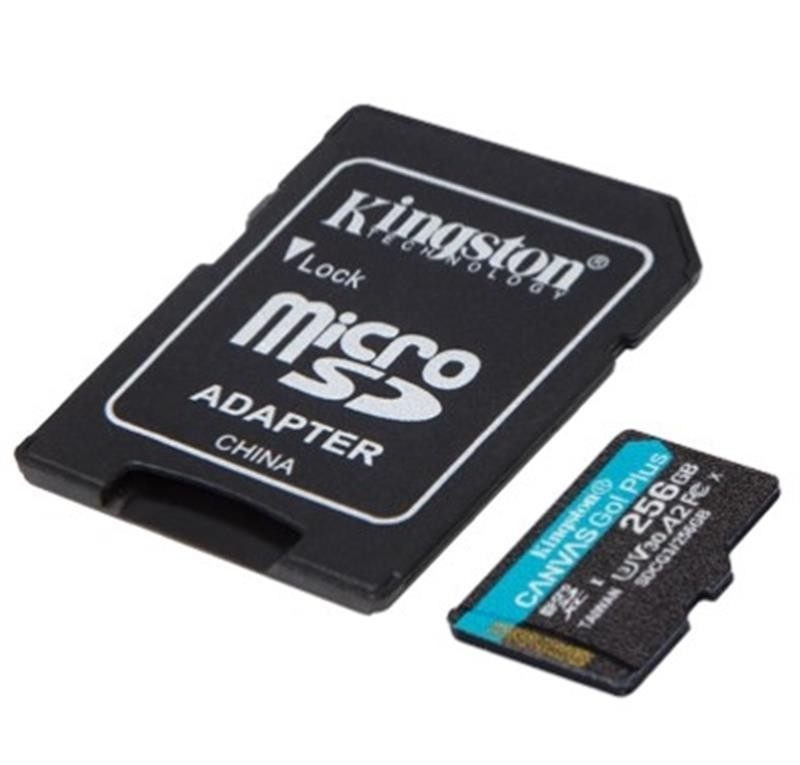 Карта памяти MicroSDXC 256GB UHS-I/U3 Class 10 Kingston Canvas Go! Plus R170/W90MB/s + SD-адаптер SDCG3/256GB, фото №2