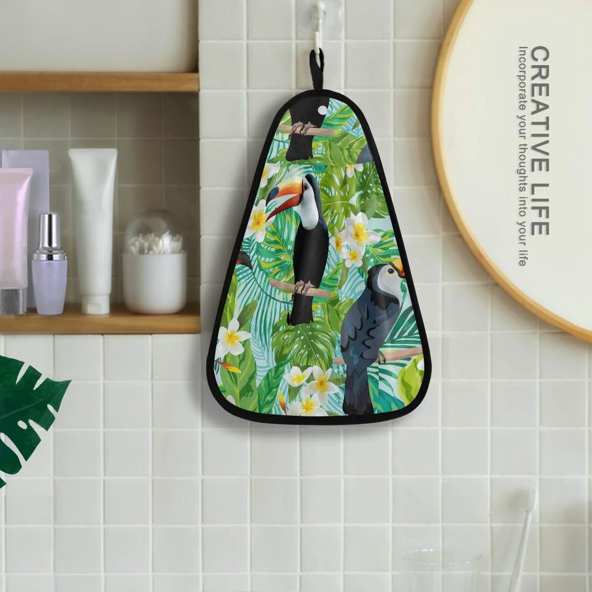 Подвесное полотенце Tropical Palm Leaves Toucan впитывающее быстросохнущее, фото №4