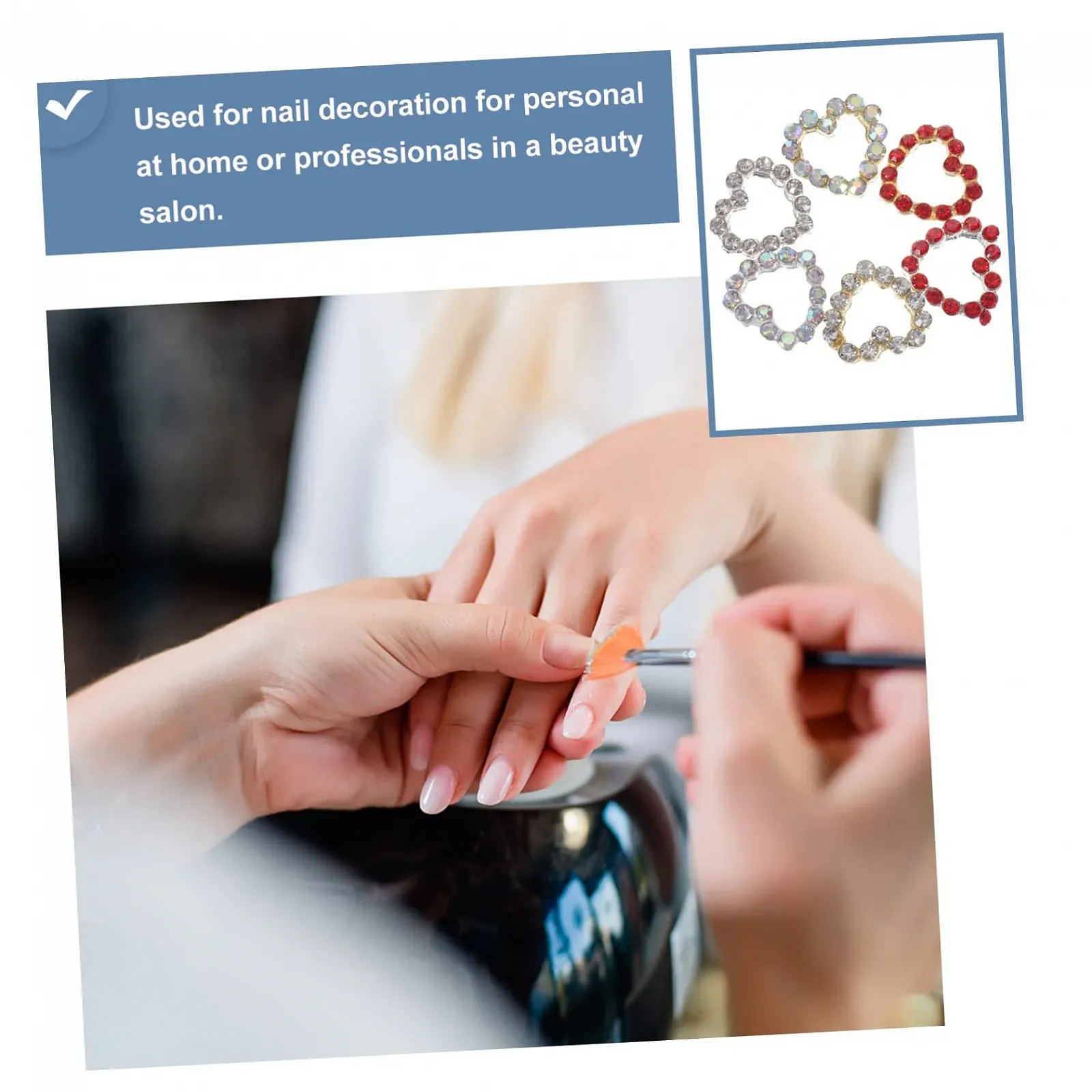 Стразы Тип Сердце WOONEKY 30 шт. Аксессуары для дизайна ногтей из акрила для самодельного дизайна ногтей, свадебного маникюра ко Дню Святого Валентина, фото №9