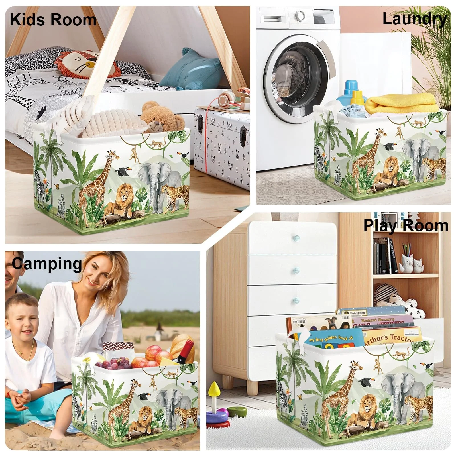 Корзина HUUMONSS Safari Animals Детская для игрушек Складная для мальчиков и девочек 36 л, фото №7 Корзина HUUMONSS Safari Animals Детская для игрушек Складная для мальчиков и девочек 36 л, фото №7