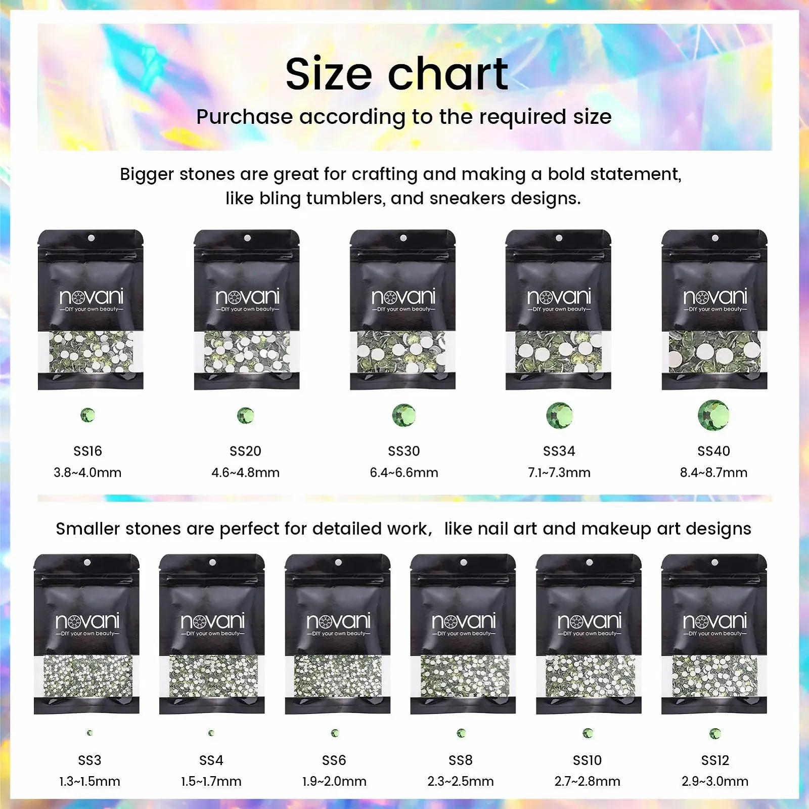 Стрази Novani SS20 Скло 1440шт Світло-зелений, фото №5