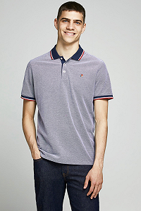 Рубашка-поло Jack&Jones JPRBLUWIN Серии REG W. WHISPER 12169064 цвета Индиго Серая M - Фото 1