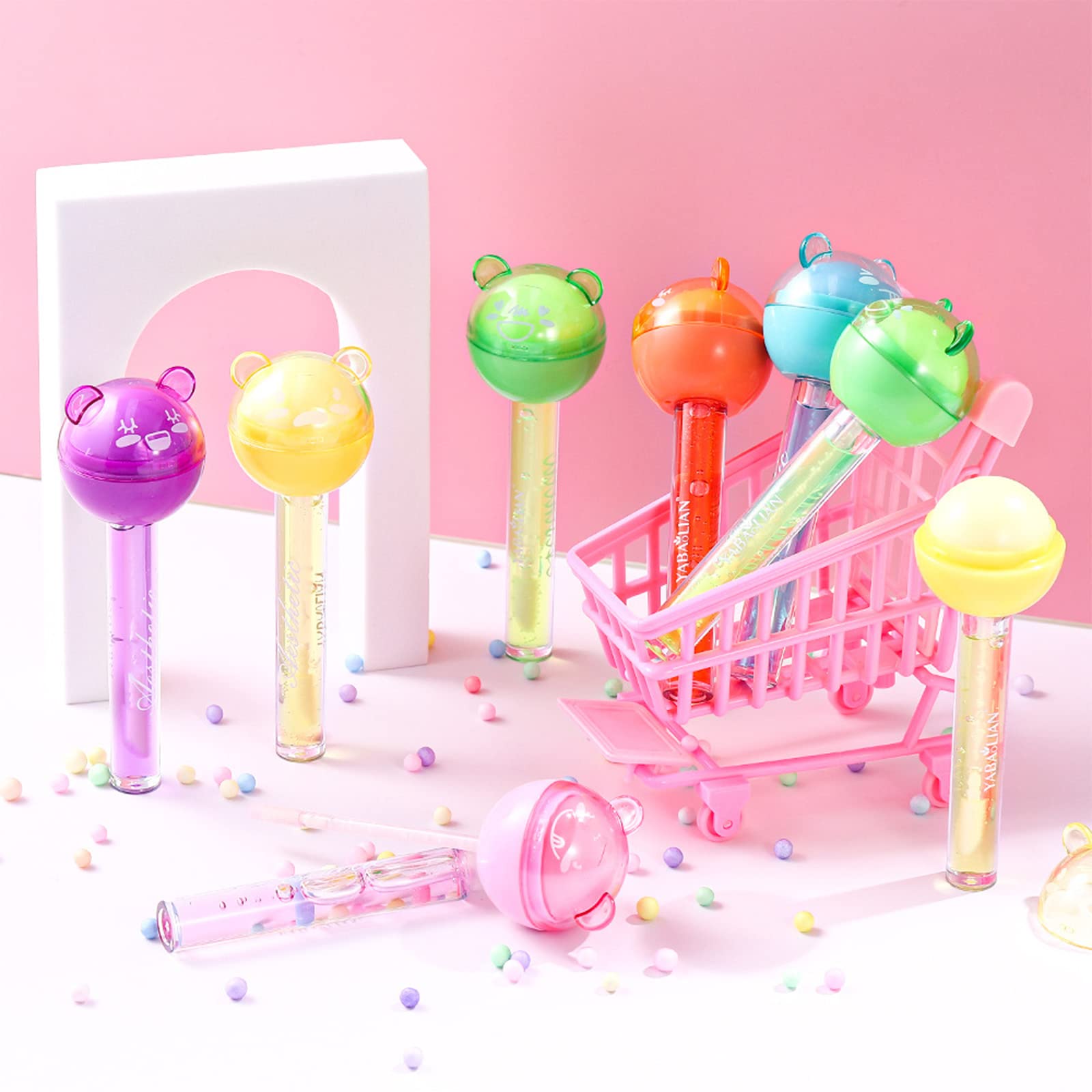 Комбо Cute Candy Ліп Глос і Бальзам для губ із смаком фруктів Колір-Зміна Зволожуючий Желейний Глейз для догляду за губами, фото №5