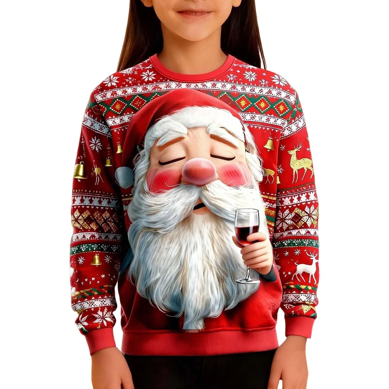 Джемпер для мальчиков, детский свитшот с длинными рукавами и круглым вырезом, праздничный рождественский джемпер, мягкий повседневный джемпер для мальчиков и девочек, теплый зимний топ, фото №4