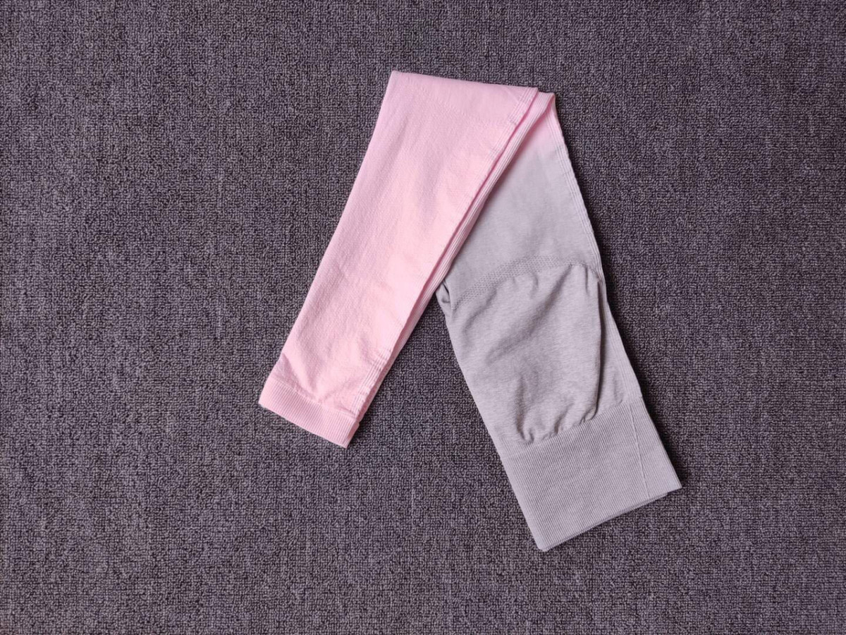 Леггинсы женские спортивные 6131 L светло-серые с розовым, фото №3