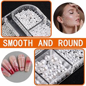 Стразы для ногтей Жемчуг Белые полукруглые шарики для ногтей, Маленькие бусины из нержавеющей стали, Икорные бусины, Белые плоские бусины для женщин, Акриловые украшения для дизайна ногтей synthetic.ua - Фото 1