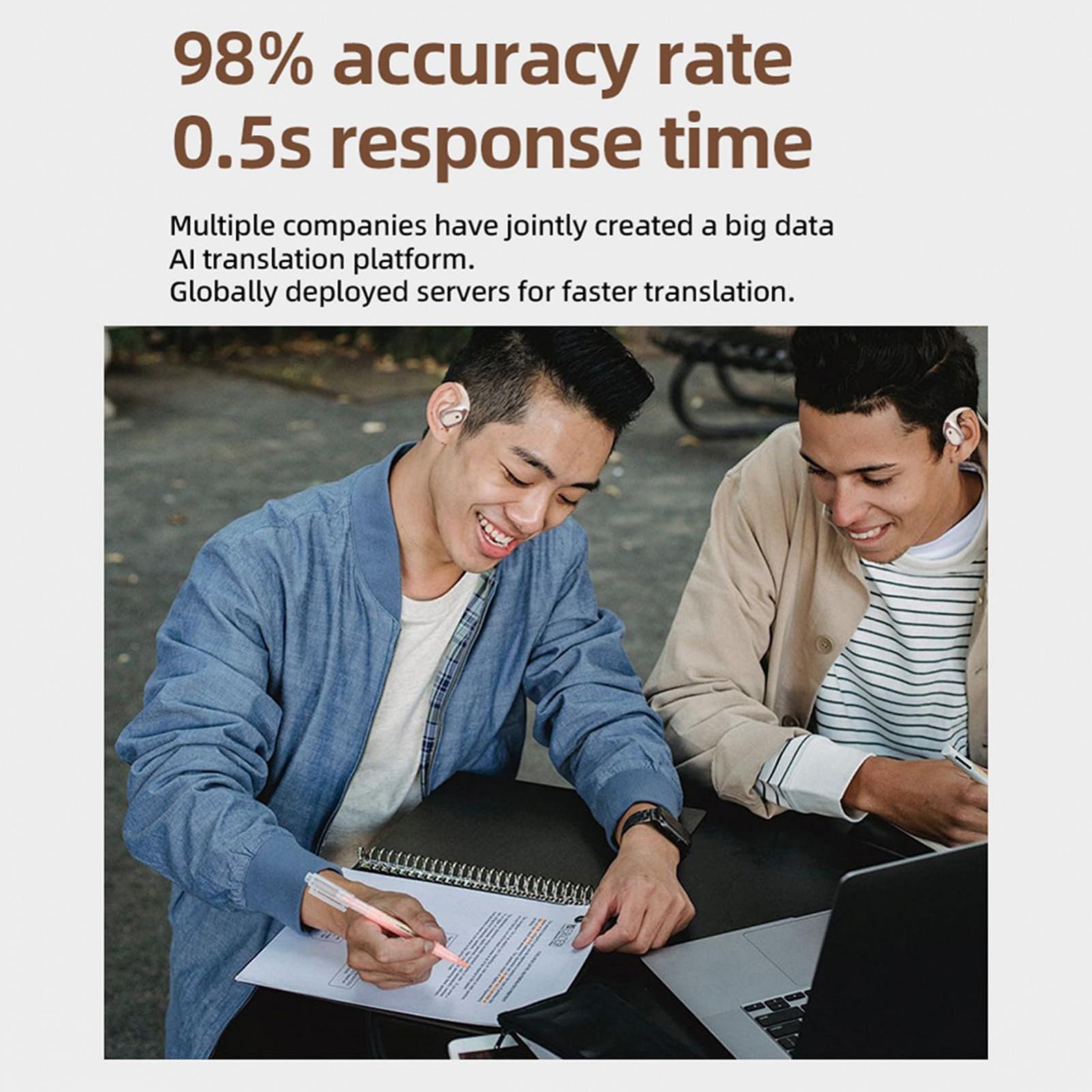 Наушники для перевода Eacam, 138 языков, беспроводной Bluetooth двухсторонний перевод, 3 режима, поддержка воспроизведения музыки, телефонные звонки, с чехлом для зарядки, фото №4