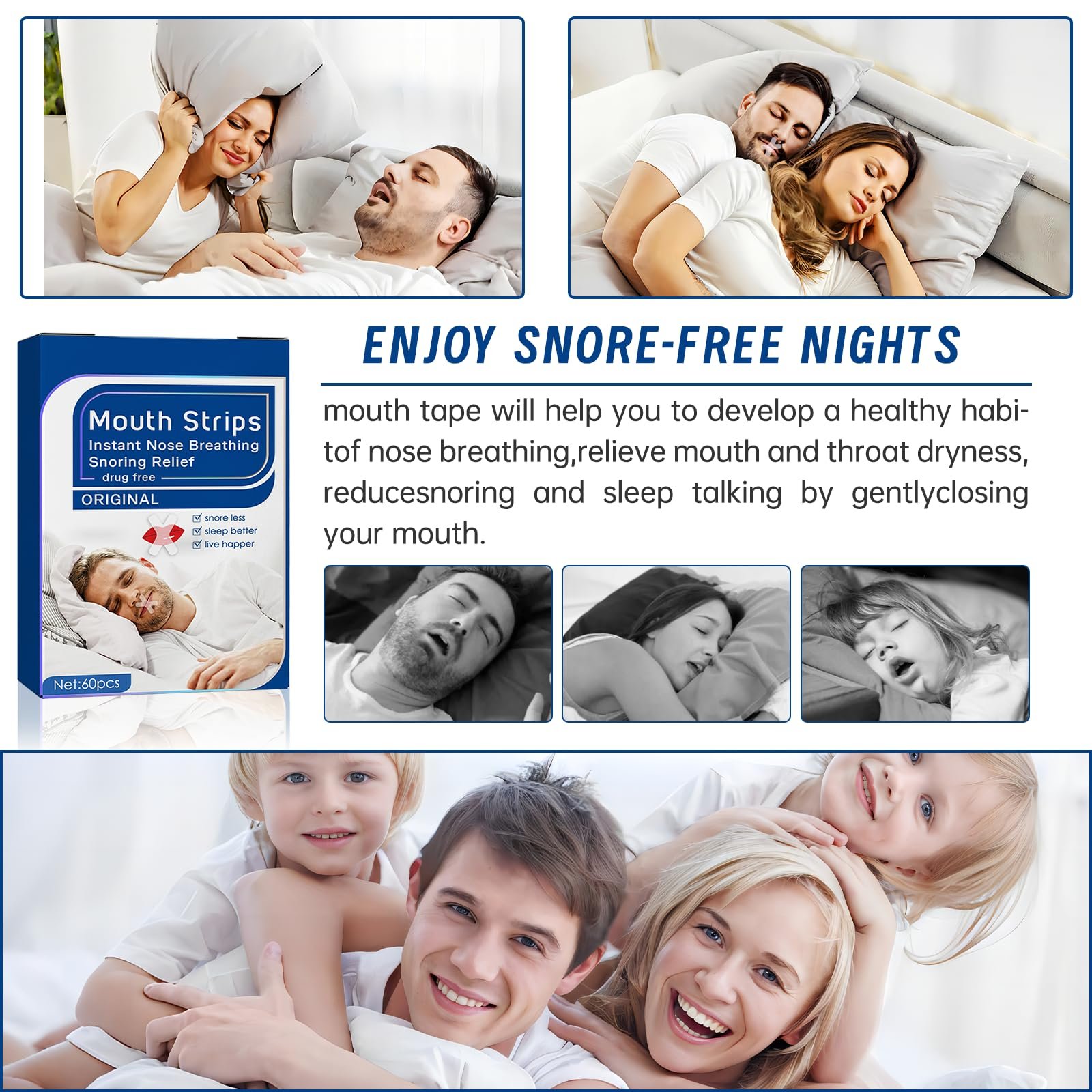 Пластирі для рота (120 шт.) для сну, запобігають хропінню, сприяють розвитку звички дихати носом, фото №5 Пластирі для рота (120 шт.) для сну, запобігають хропінню, сприяють розвитку звички дихати носом, фото №5