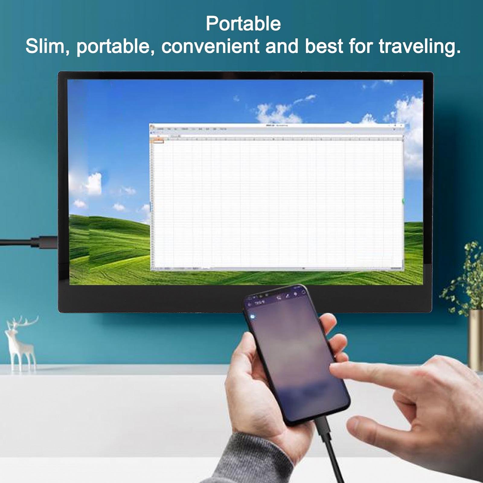 Монітор Tragbares 15,6-дюймовий 1920 x 1080 Full HD сенсорний PU-Шкіряний чохол Plug-and-Play, фото №4