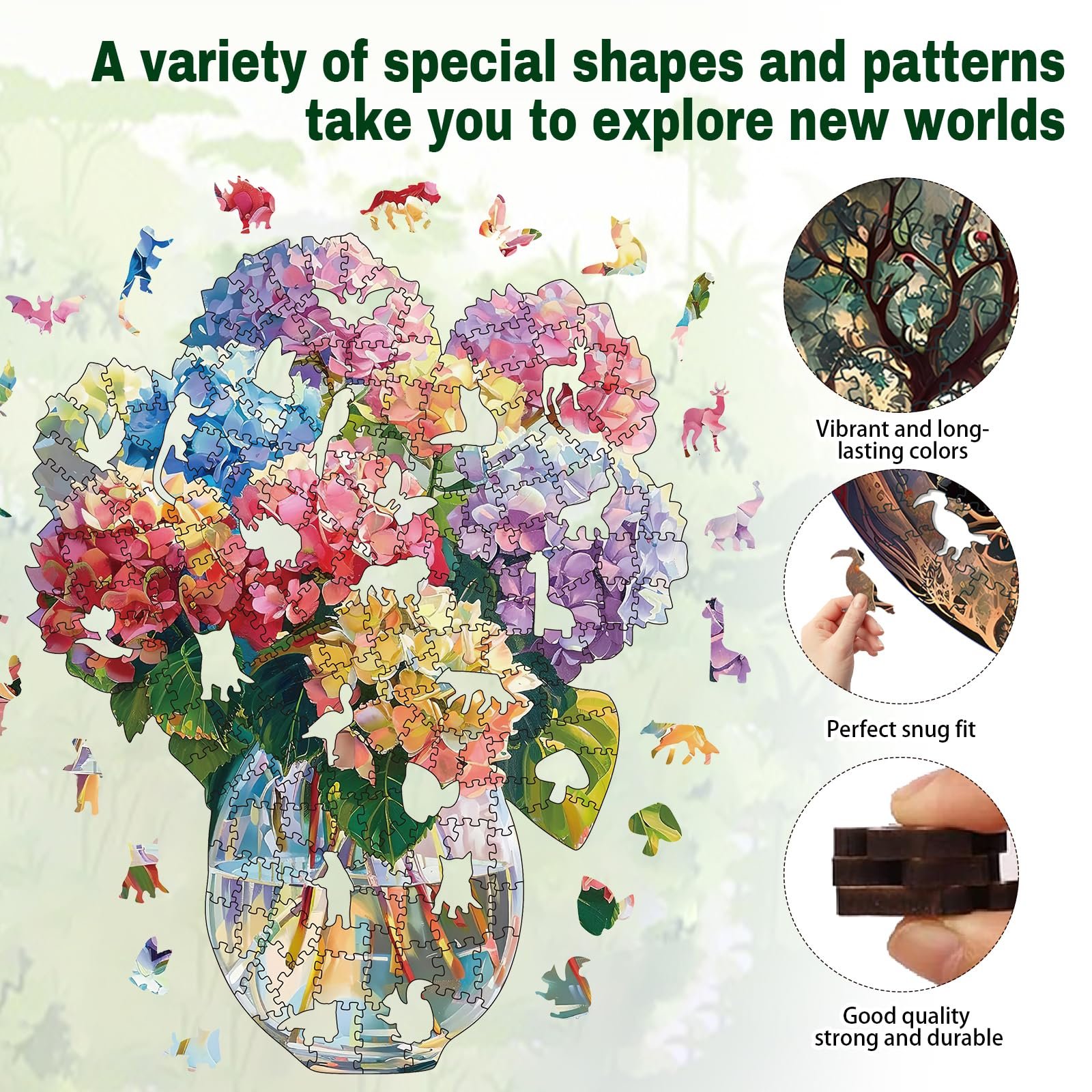 Деревянный пазл Flower Moon 200 элементов Уникальная форма животных, фото №2 Деревянный пазл Flower Moon 200 элементов Уникальная форма животных, фото №2