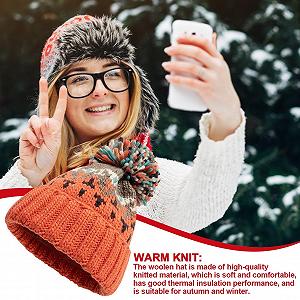 Шапка с помпоном Зимняя шапка с помпоном Оранжевая - Фото 1