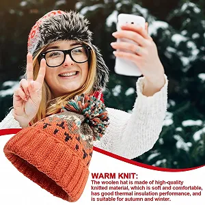 Шапка з помпоном Зимова шапка з помпоном Помаранчева - Фото 1