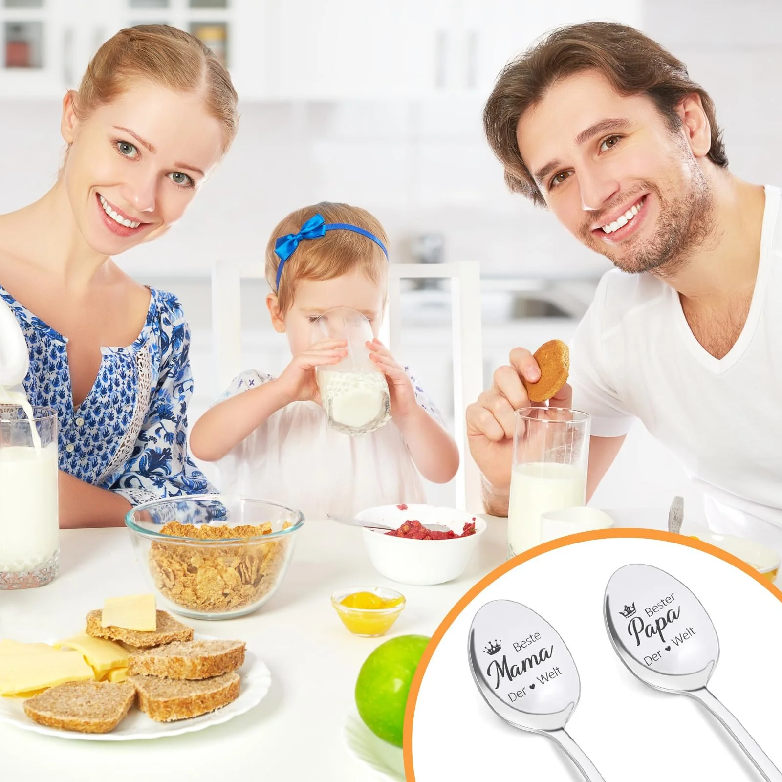 Ложка кавова з гравіюванням Bester Mama und Papa der Welt, нержавіюча сталь, набір 2 шт., фото №4