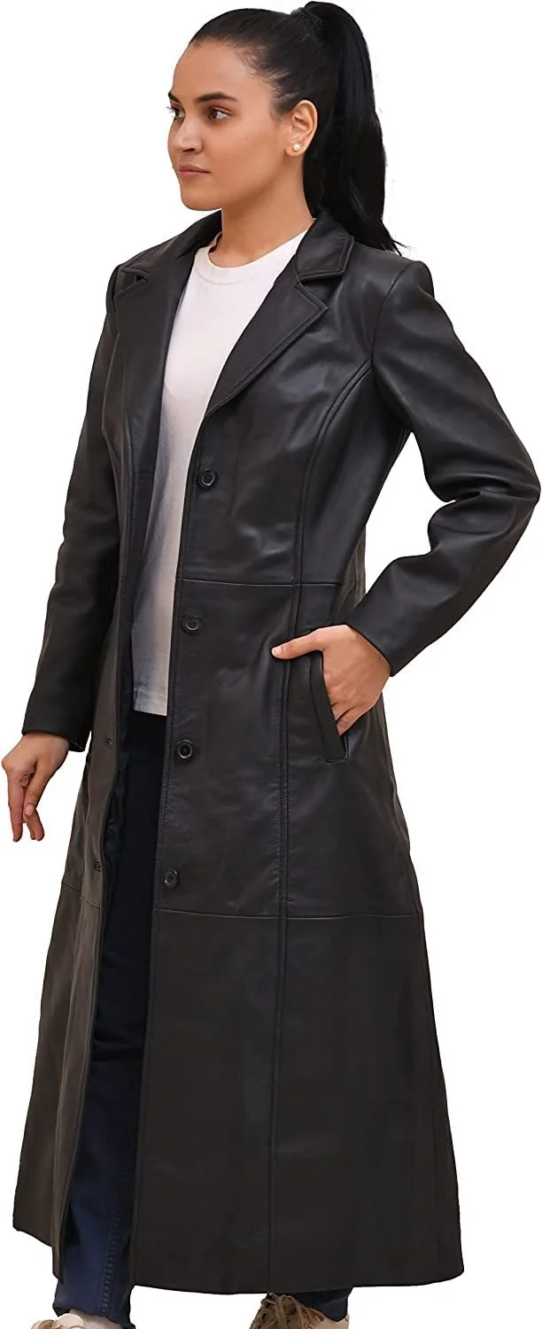 Шкіряне пальто Isaac & David Chicago Довге для жінок, фото №2