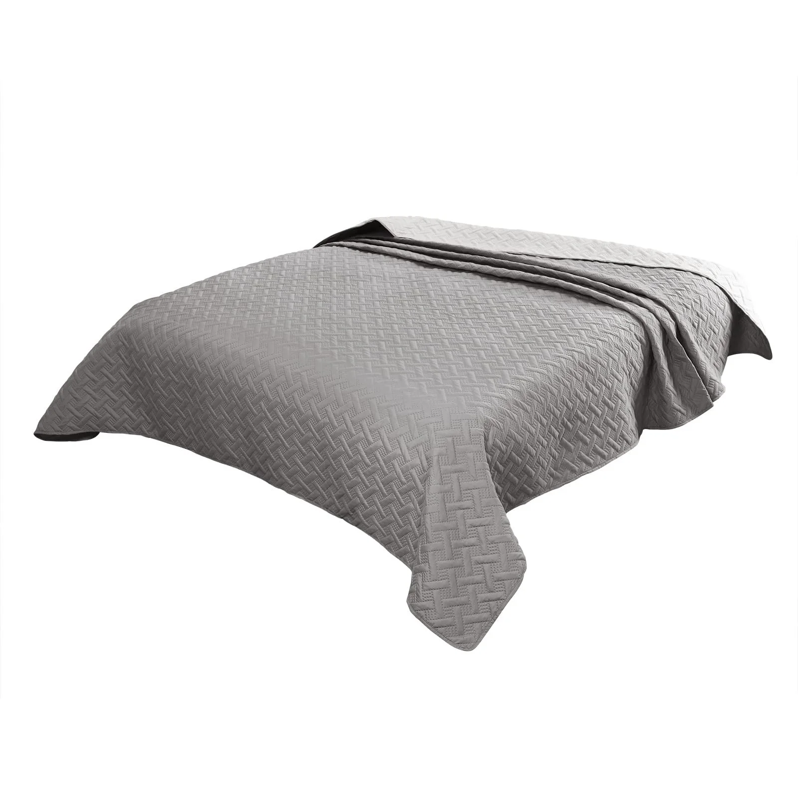 Покривало WOLTU, 170 x 210 см, темно-сірий і світло-сірий клаптиковий двосторонній дизайн, фото №8