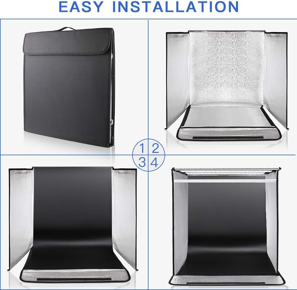 Фотобокс Samtian 60см  / 5500K / CRI 95 / 4 фони / Чорний, фото №4