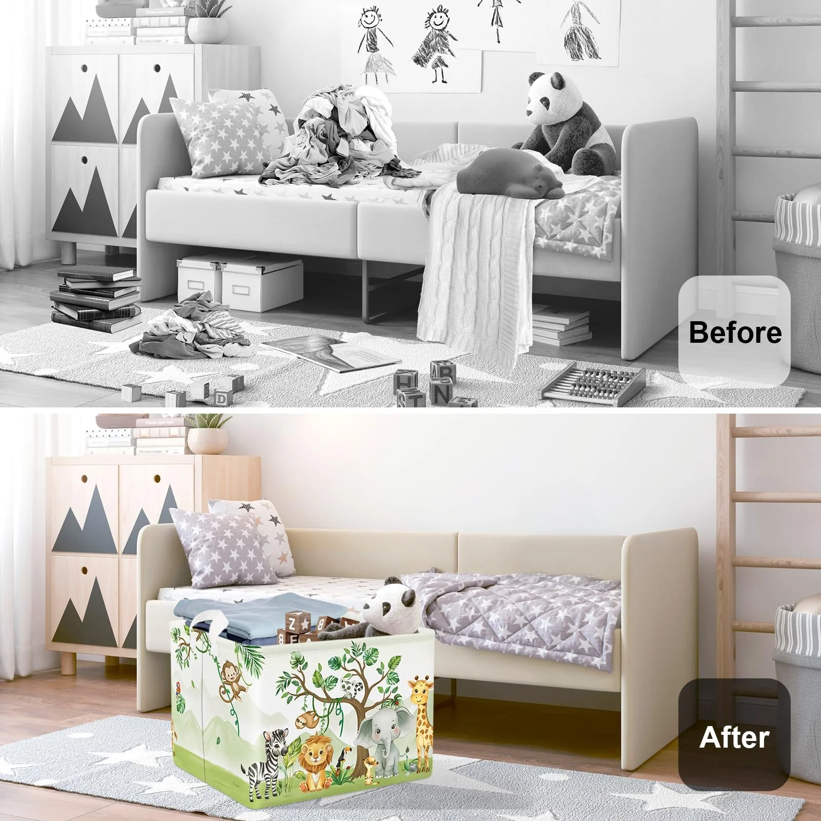 Корзина для игрушек HUUMONSS Лесные животные, детская, складная, для мальчиков и девочек, большая, 36 л, фото №2 Корзина для игрушек HUUMONSS Лесные животные, детская, складная, для мальчиков и девочек, большая, 36 л, фото №2