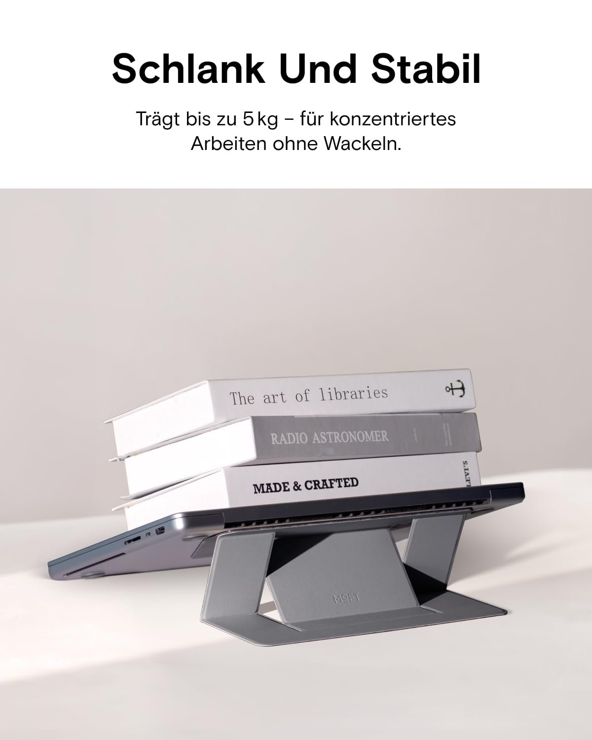 Подставка для ноутбука MOFT, складная подставка для ноутбука с 2 регулируемыми углами, улучшает осанку, совместима с MacBook Air, MacBook Pro 11 - 16 дюймов, самоклеящаяся, серая, фото №6