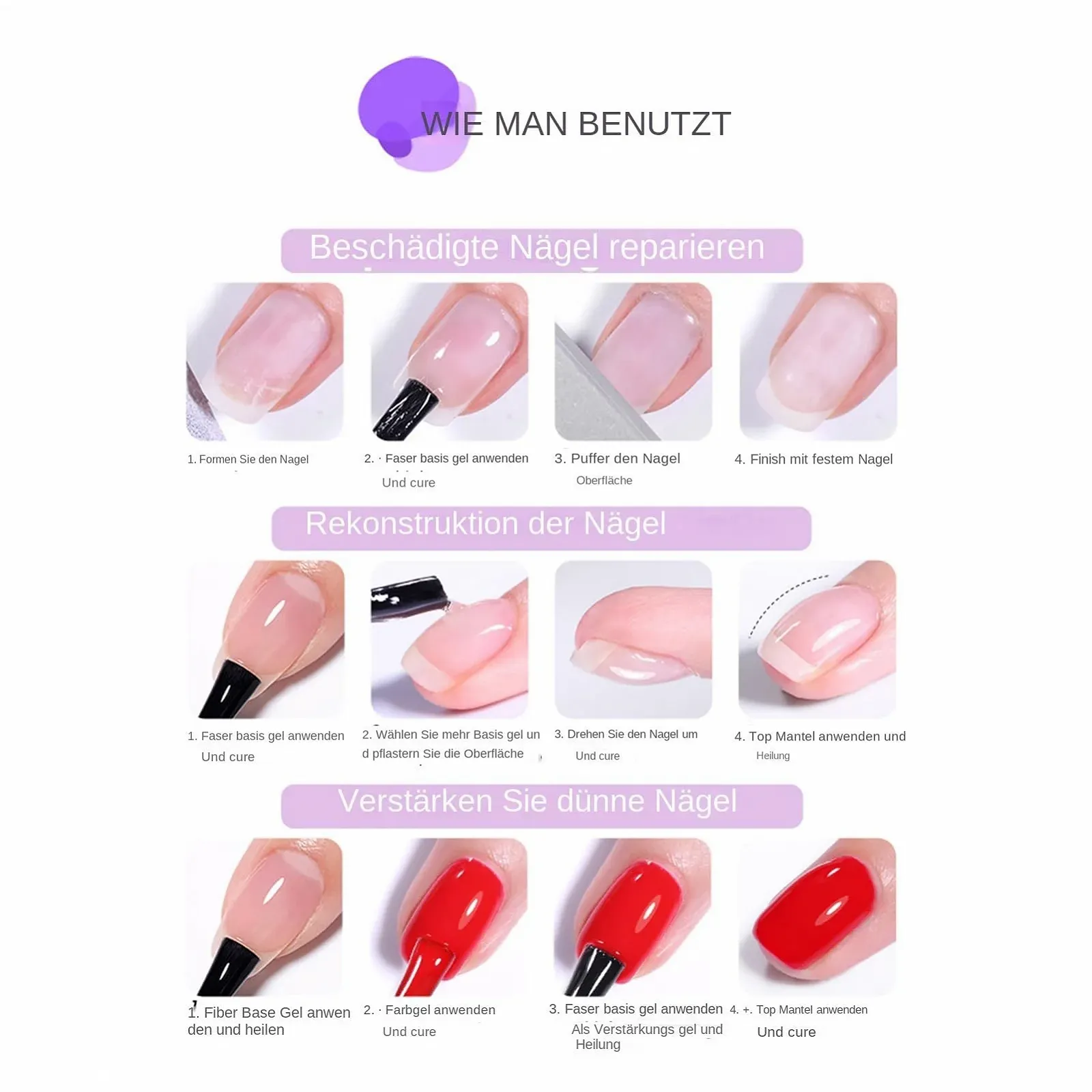 Гель-лак Mihauuke Fiberglas Unterlack - Прозрачный, фото №9 Гель-лак Mihauuke Fiberglas Unterlack - Прозрачный, фото №9