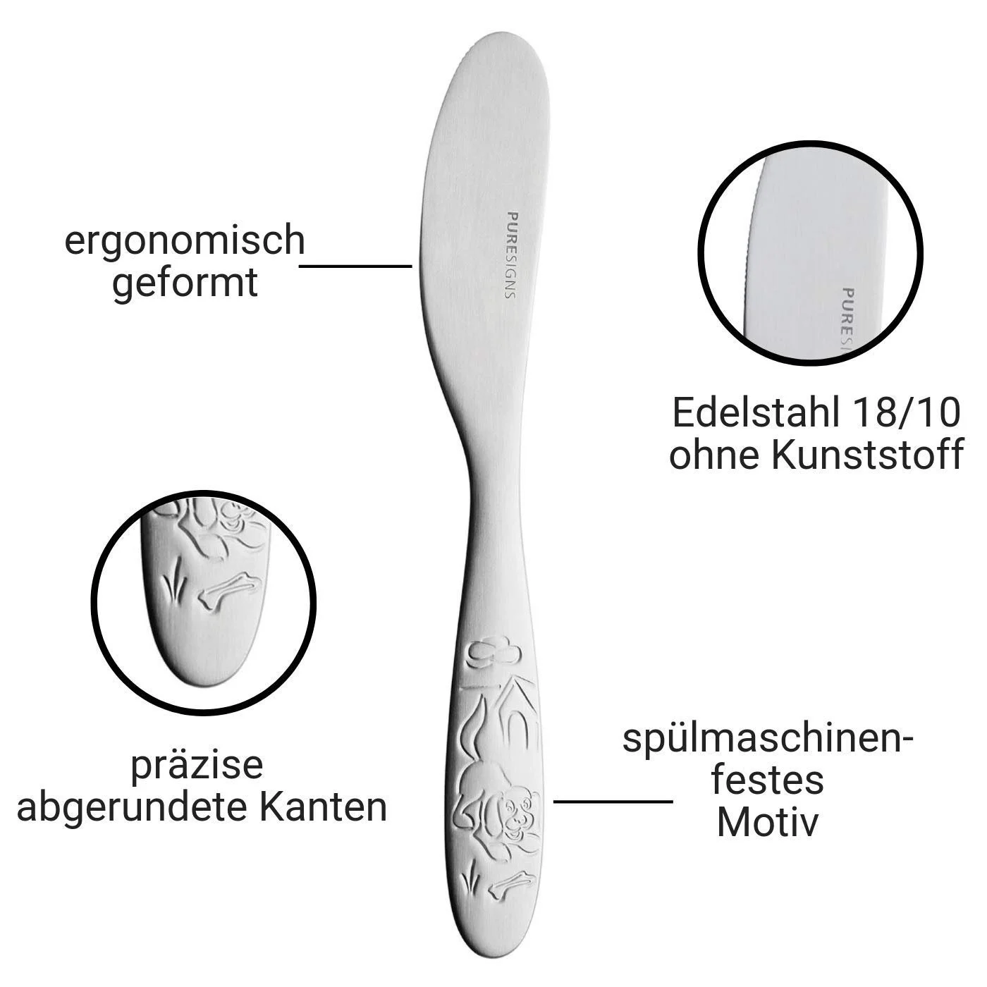 Дитячий набір столових приборів Puresigns Petys, 4 предмети, фото №2 Дитячий набір столових приборів Puresigns Petys, 4 предмети, фото №2