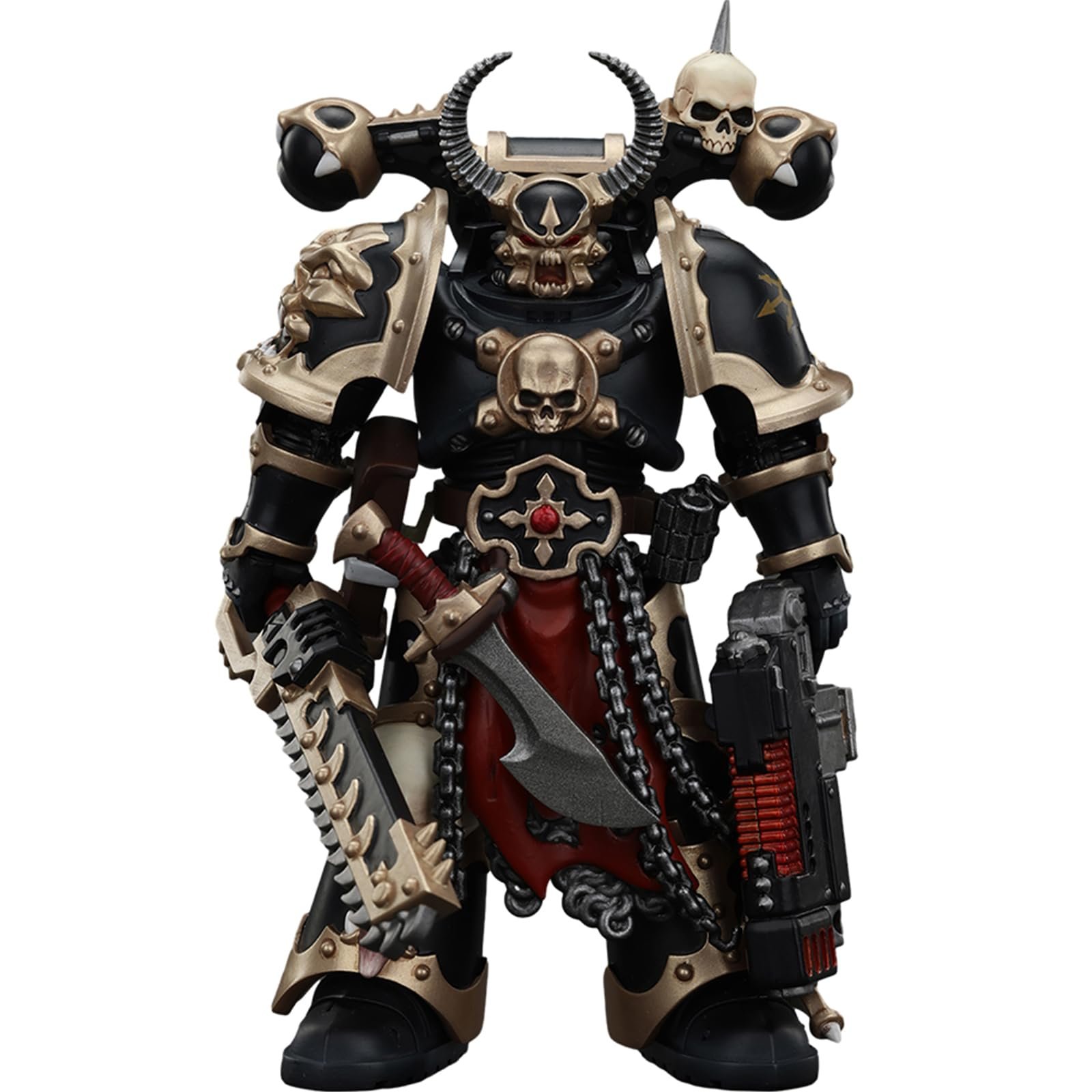 Фигурка JOYTOY Warhammer 40k Космические Десантники Хаоса Черный Легион Избранный с комби-мелтой и цепным мечом 1/18, фото №1