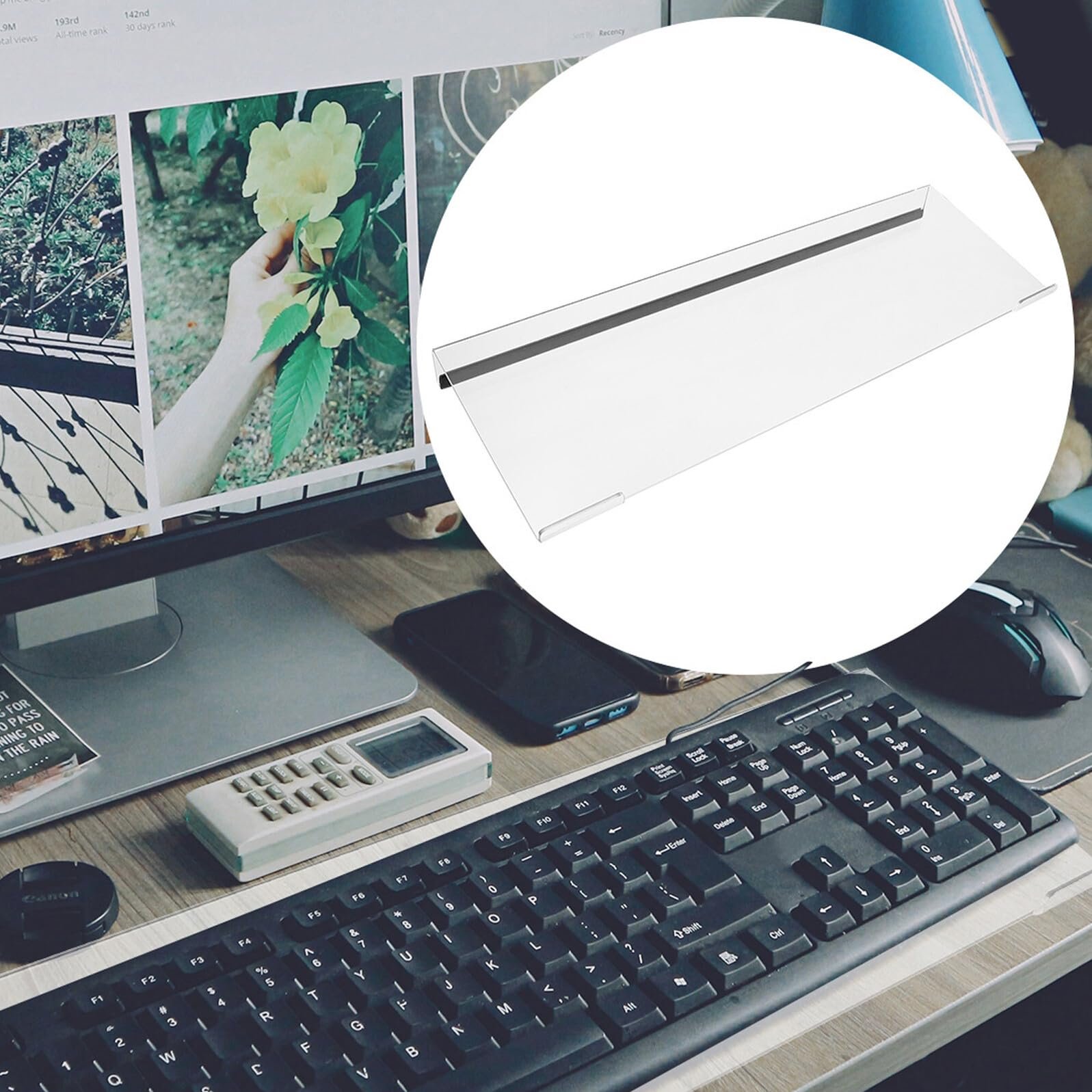 Подставка для клавиатуры акриловая Прозрачная с наклонным лотком Эргономичная подставка для ПК клавиатуры для стола Нескользящие гладкие края Совместима с большинством Случайные цвета, фото №5