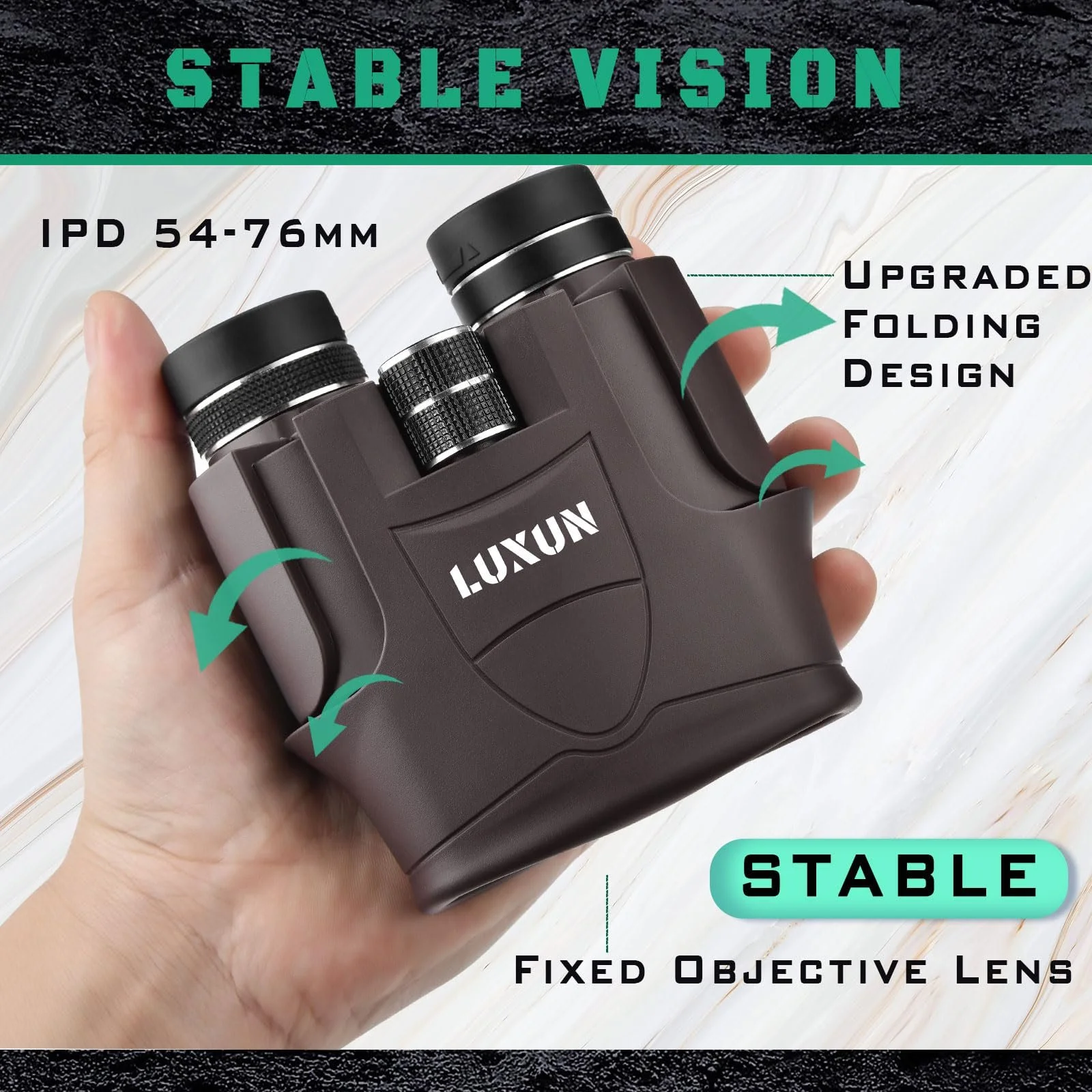 Бінокль LUXUN 10 x 25 Compact BAK4 Brown, фото №4