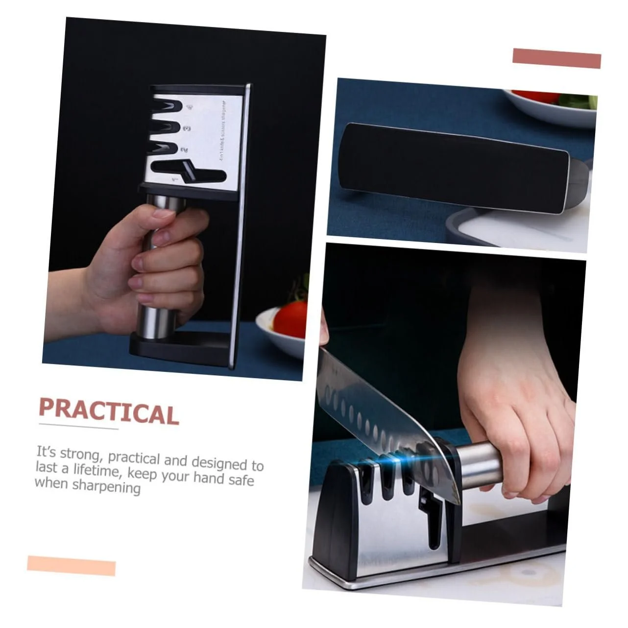 Ручная точилка для ножей TOYANDONA эргономичная нескользящая Серебристый, фото №3