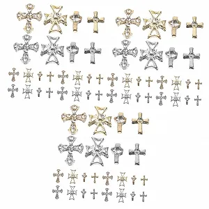 Украшения для ногтей Крестики 3 набора Бисера для маникюра Готический кулон для ногтей 80 штук x 3 - Фото 1