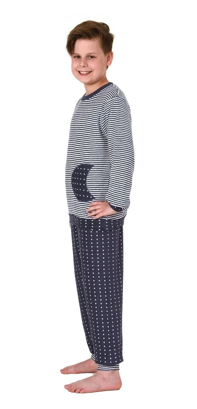 Пижама Мальчикам Normann Махровая С манжетами, Теплая в полоску, фото №2