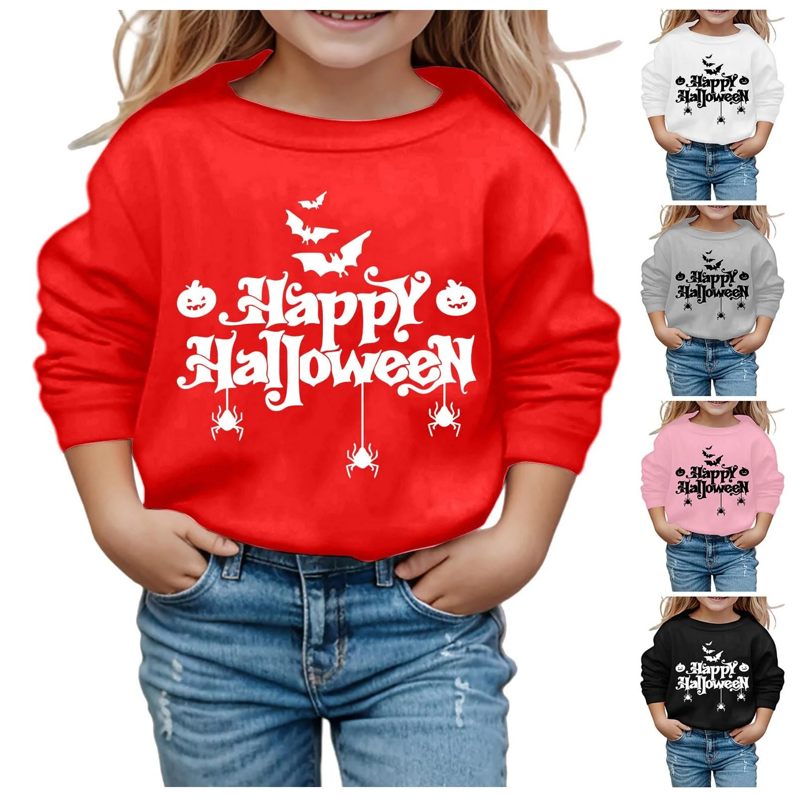 Девочка Толстовка Generisch Хэллоуин Зимняя Детская Теплая Уютная Праздничная С буквами и рисунком летучей мыши Повседневный Стиль, фото №2