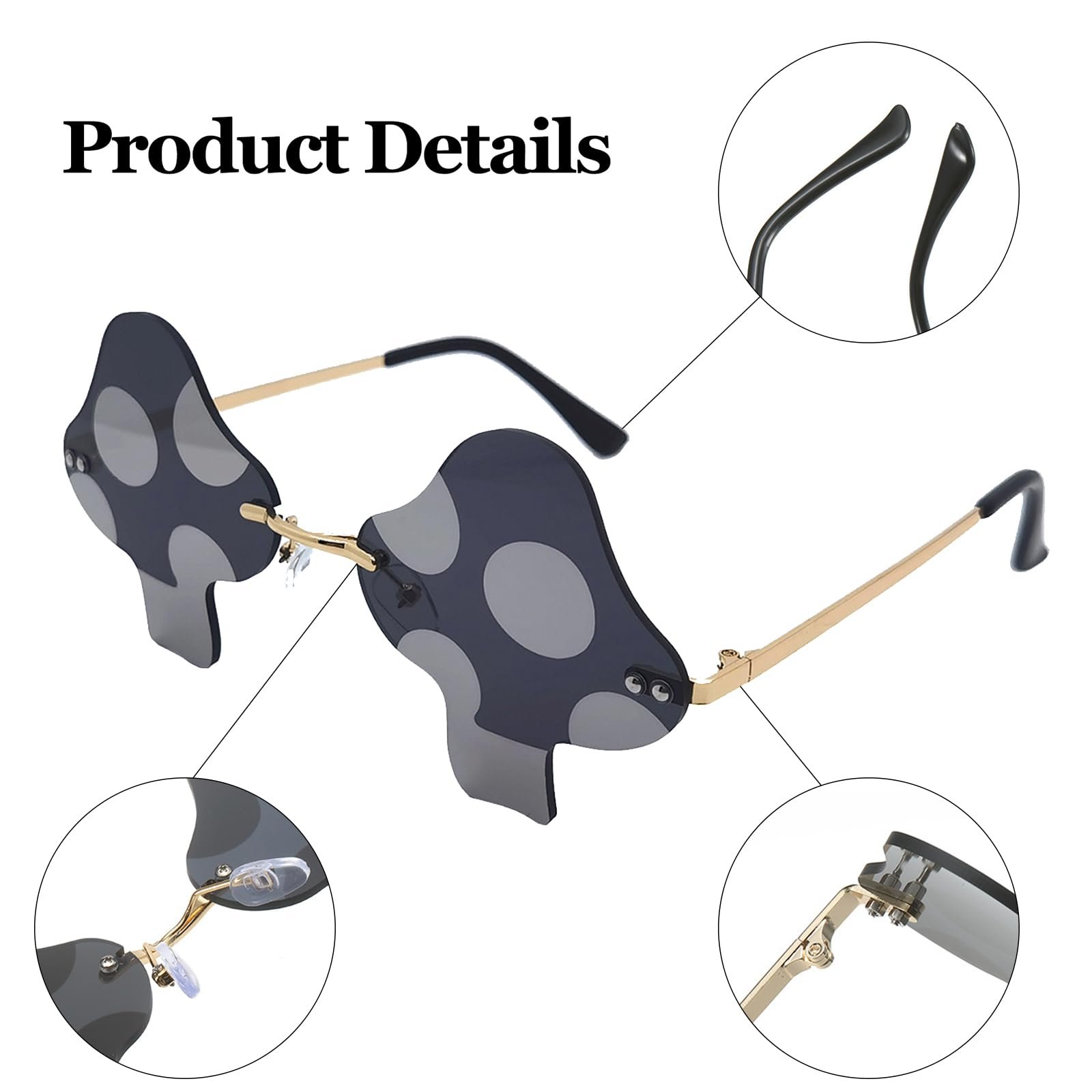 Солнцезащитные очки Грибы LJCZKA для рейва Женские Мужские Винтажные Без оправы, фото №4 Солнцезащитные очки Грибы LJCZKA для рейва Женские Мужские Винтажные Без оправы, фото №4